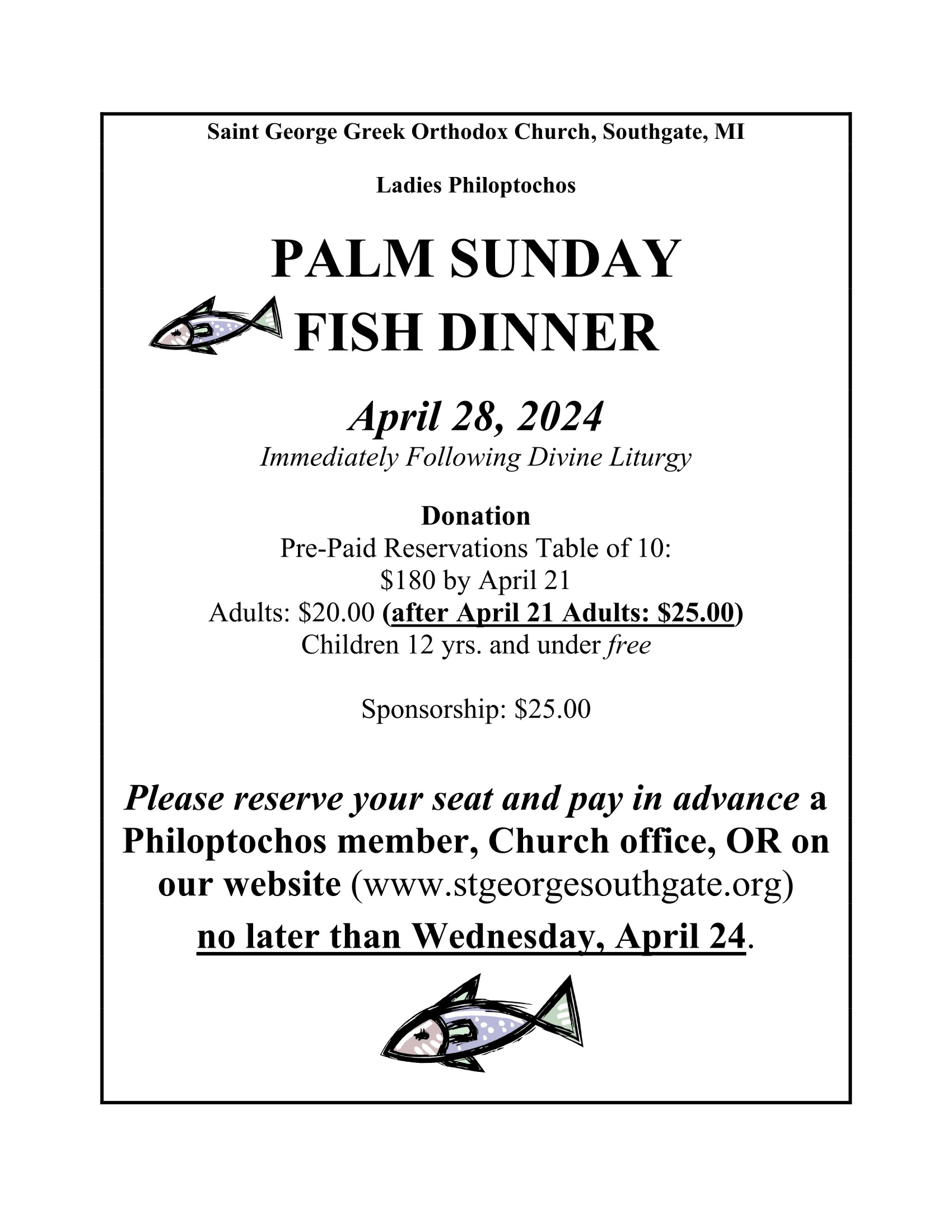 Palm Sunday Fish Luncheon