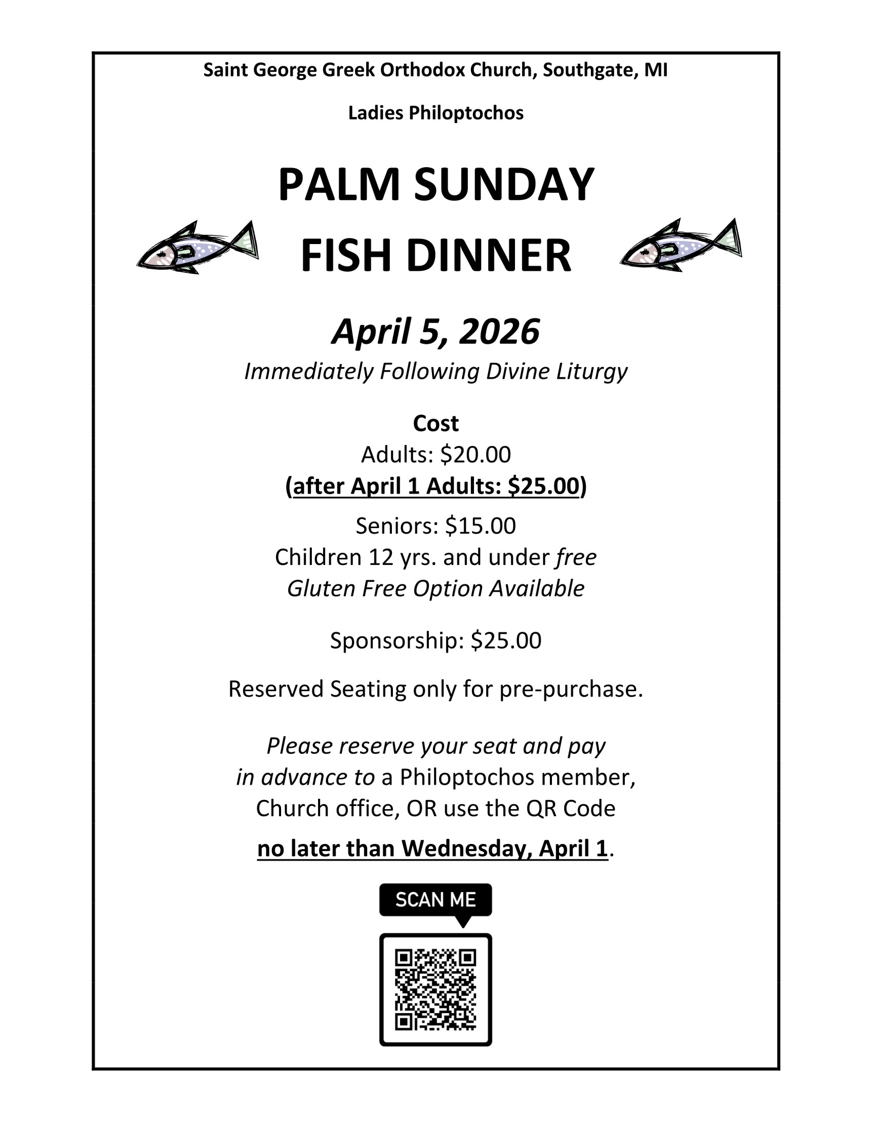 Palm Sunday Fish Dinner